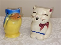 VINTAGE ANIMAL PITCHERS DUCK & PUSS N' BOOTS CAT