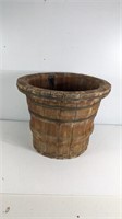 (1) Rustic Wooden Bucket w/ lid