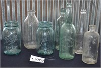 Old bottles & jars incl Terre Haute Brewing Co