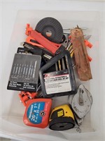 Drawer of misc tools and hardware with drill bits
