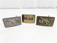 Set of 3 Mobil Oil Collectable Belt Buckles