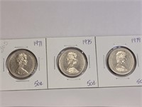 CANADIAN 1971, 1975 & 1979 50¢ PIECES