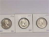 CANADIAN 1970(GEM), 1977 & 1984 50¢ PIECES