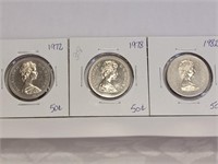 CANADIAN 1972, 1978 & 1982 50¢ PIECES