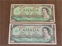 CANADIAN 1967 $1.00 DOLLAR NOTES