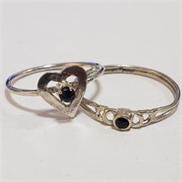 2 Silver Blue Gemstone Rings SJC