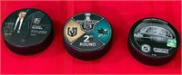 Z - LOT OF 3 VGK NHL HOCKEY PUCKS (P295)