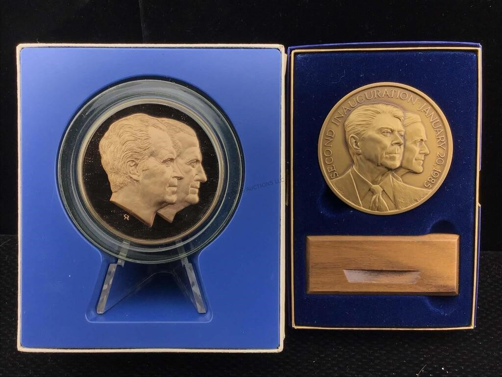 1973 And 1985 Presidental Bronze Metals In Box