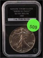 1989 Silver Eagle 1 Oz 999 In Case