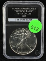 1992 Silver Eagle 1 Oz 999 In Case