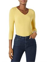 Essentials Women's Classic-Fit 3/4 Sleeve V-Neck