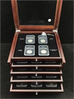 Silver Half Dollar Collection In Box With Key