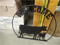 Welcome Metal Cow + Calf Sign - 22"Wx25"H