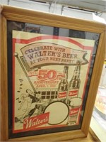 Walter's Beer Framed Picture - 21 1/2"Wx27 1/2"H