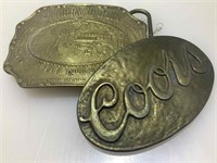 2 Vintage brass belt buckles. Coors, southern