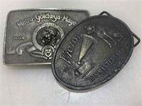 2 Vintage Brass belt buckles. Victor, MGM.