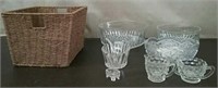 Basket-Vintage Glassware, 2 Diamant Pattern