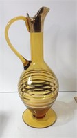 Hand Blown Amber Glass Gilded Wine Decanter U16A