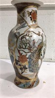 Satsuma Style Peacock Oriental Vase M15B