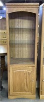 (M) Vintage Wood Cabinet with Glass Shelves 22” x