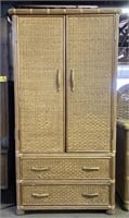 (Q) Bamboo and Wicker Armoire TV Cabinet 37” x
