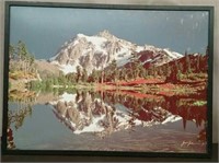 Framed Poster Of Mountains & Lake, Approx. 37
