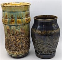 (H) Decorative glazed vases/planters, tallest