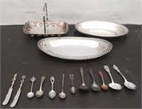 Box Silver Plated Items-3 Trays/Dishes,