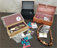 3 Jewelry Boxes w/ Assorted Fashion Jewelry,