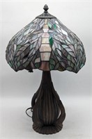 (H) Tiffany style, stained glass lamp 23in h