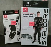 Box-Skelcore Sauna Suits, Size S/M & Elbow Support