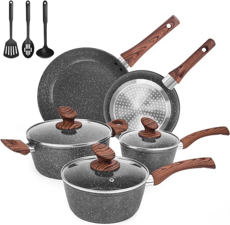 NEW $90 Pots and Pans Set, Pre-Installed Nonstick
