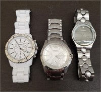 Lot of 3 Nice Fossil Watches. All Work.
