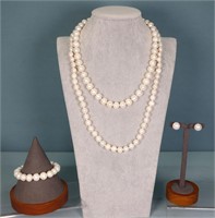4pc. Cultured Pearl Necklaces, Bracelet, Earrings