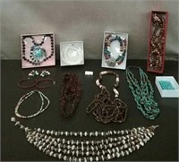 Box-9 Beaded Necklaces & 3 Pairs Of Earrings