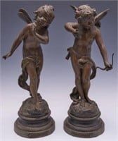 Pair of Bronzelike Sculptures, After Moreau.
