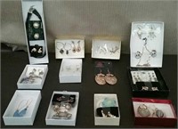 Box-18+Pairs Of Earrings, 3 Necklaces, Bracelet,