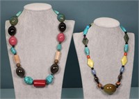 (2) Semi-Precious Stone Beaded Necklaces