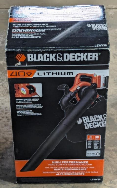 (H) Black and Decker lithium hard surface sweeper