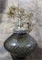 (H) Mid century glass hanging light 15x12in