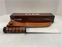 KA-BAR 1320 11 1/2" FIXED BLADE KNIFE WITH LEATHER