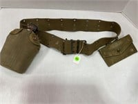 U.S. MILITARY WEB BELT WITH METAL CANTEEN