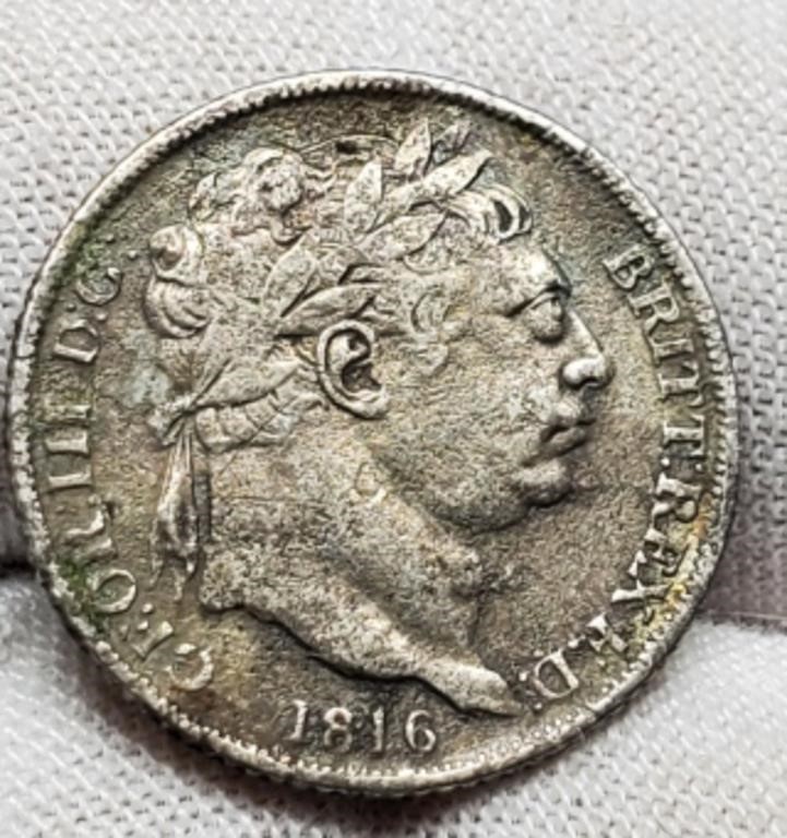 1816 G. Britain Schilling 92.5% Silver/2.7 G