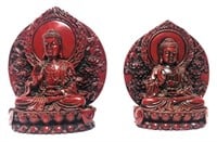 Pair of Carved Rosewood Buddha Bookends