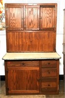 Antique Hoosier Cabinet with Enameled Top