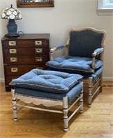 French Country Upholstered Chair And Ottoman