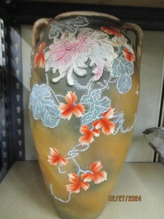 Vintage large Hand Painted Nippon Vase tall