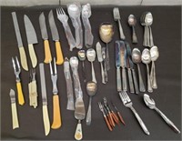 Lot of Silverplate Flatware, Carving Sets & More