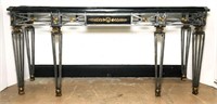 Asian Demilune Console Table with Beveled Glass