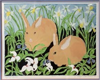 1981 Carylon Connors Spring Bunnies Litho